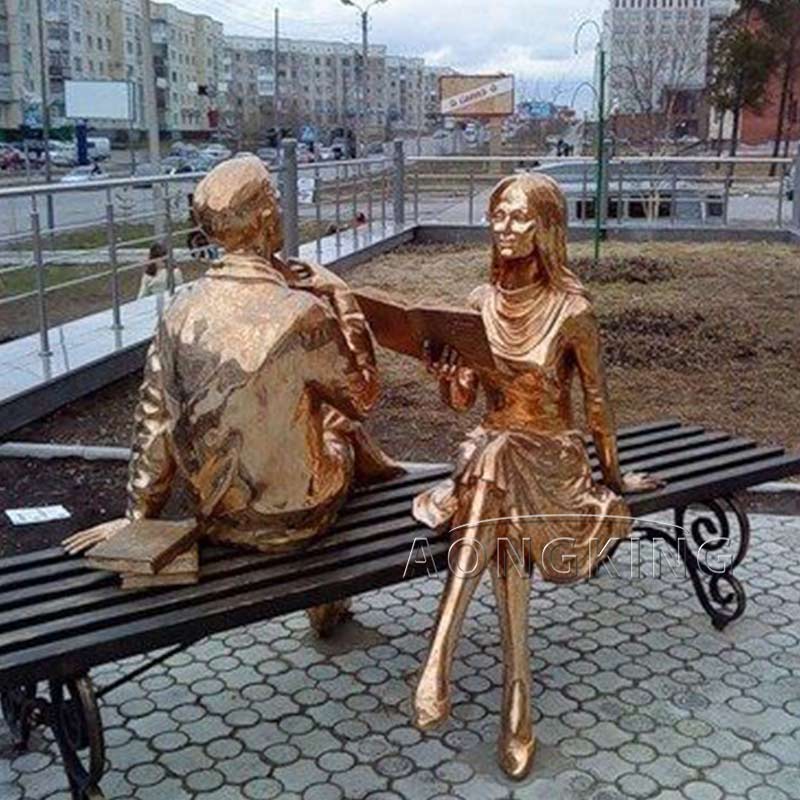 copper polish finish Russian reading statue