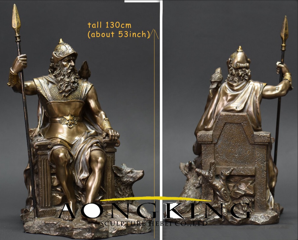 norse god Odin on throne statue