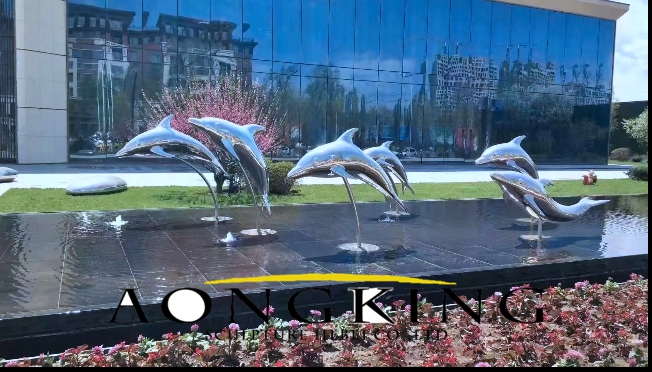 dolphin statue made of stainless steel