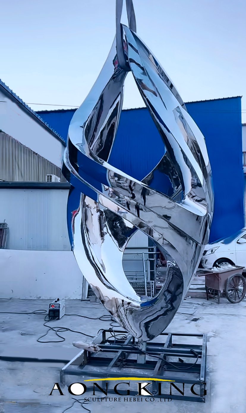 stainless steel angular sculpture