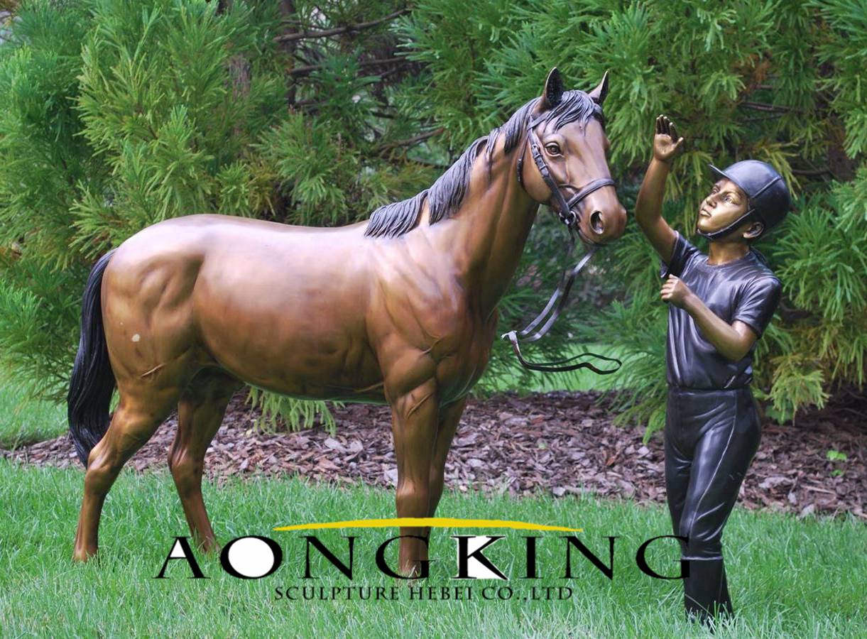 girl and horse bronze sculpture