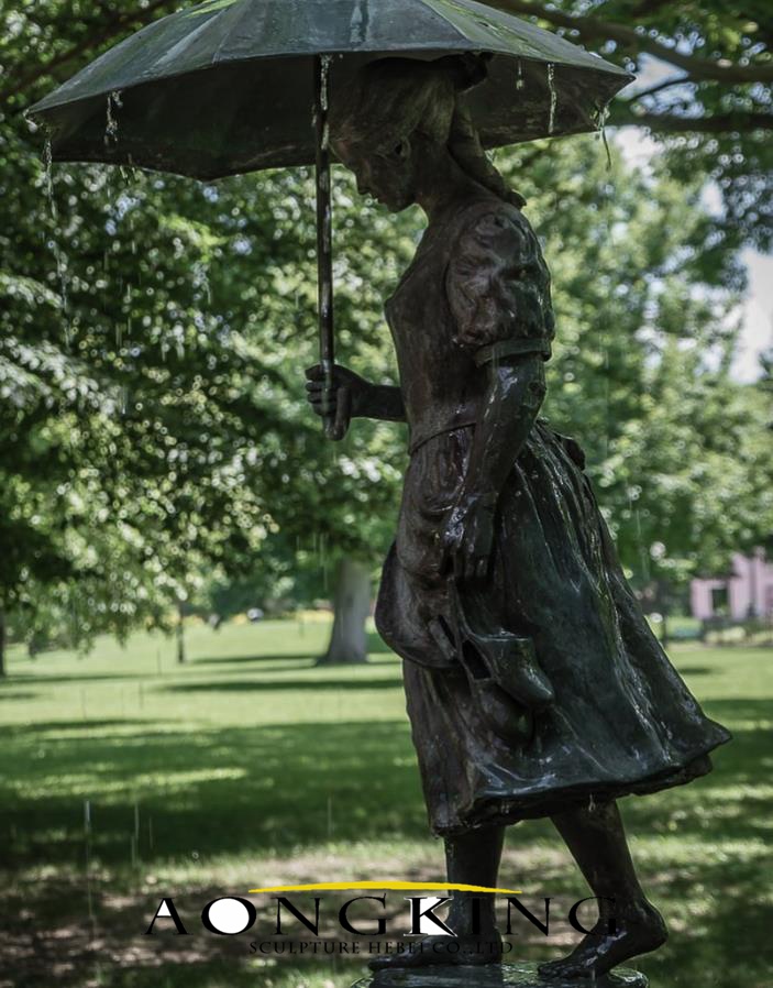 umbrella girl bronze sculpture