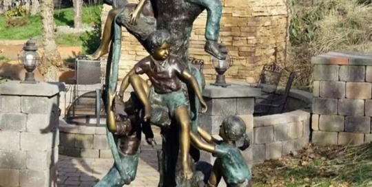 Bronze Kids Garden Sculpture