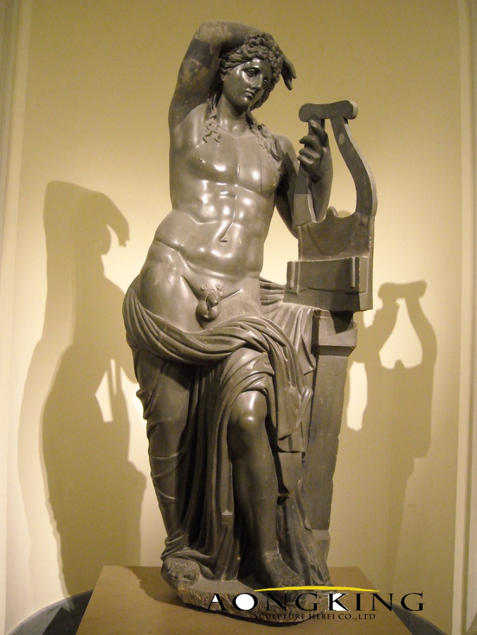 bronze Apollo and guqin sculpture