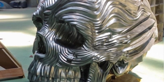abstract art skull aluminum sculpture