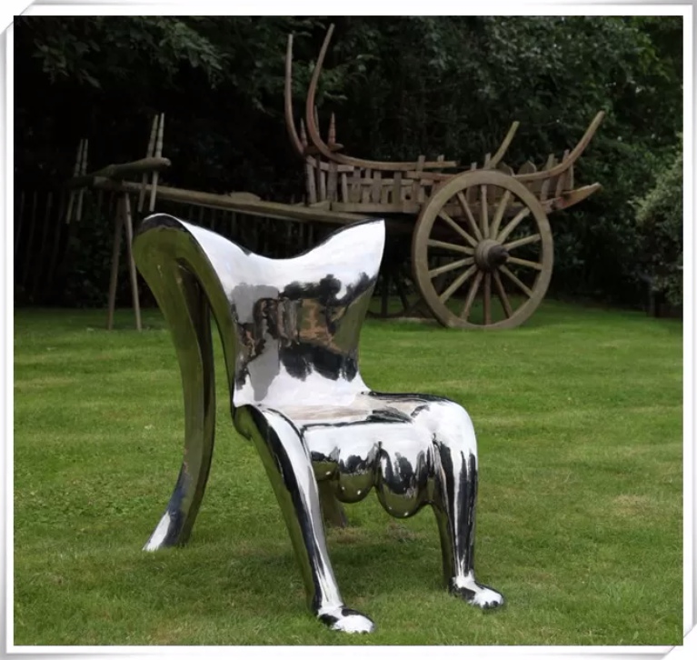 Abstract Stainless Steel Figure-Shape Chair Sculpture