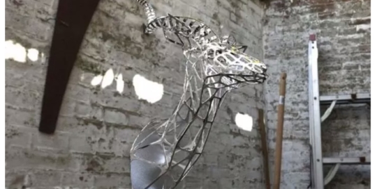 Stainless Steel Hollow Deer Head Sculpture
