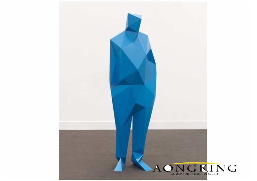 Blue-Painted Stainless Steel Man Statue