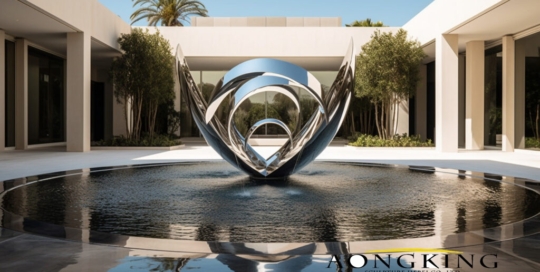 company driveway entrance stainless steel sculpture