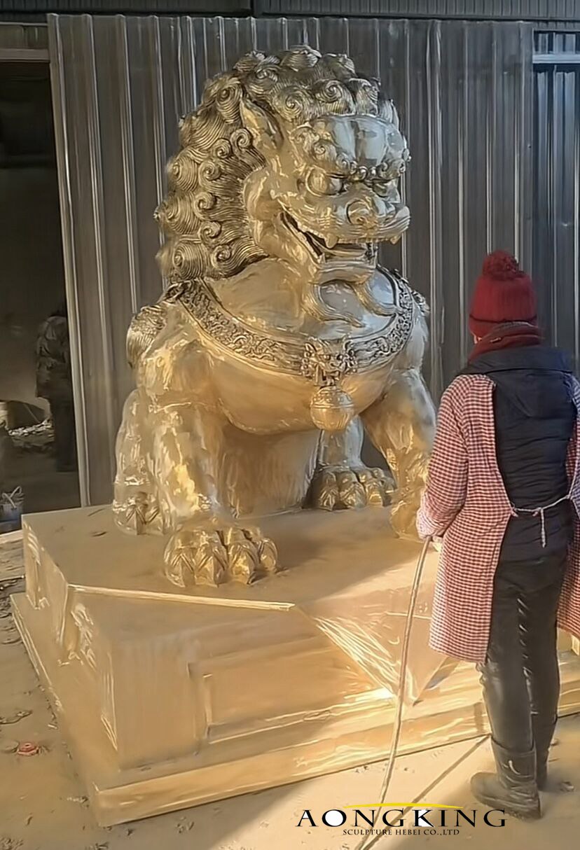 brass large lion statue