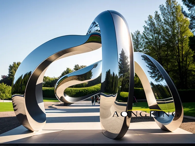 large stainless steel curved sculpture
