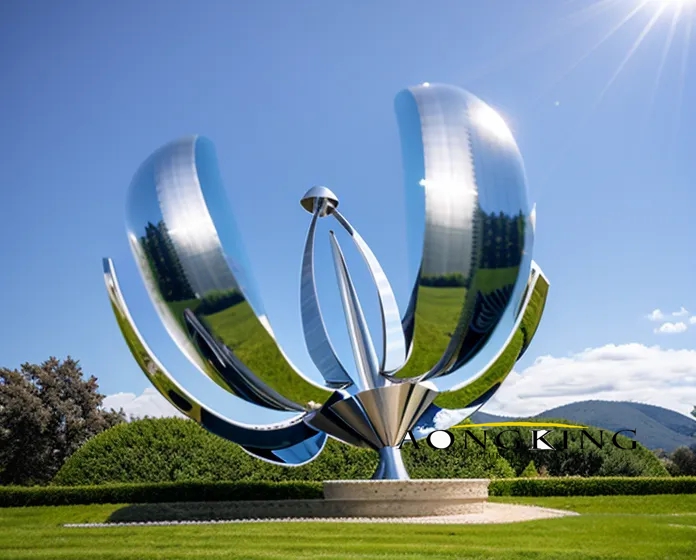 outdoor metal flower sculpture