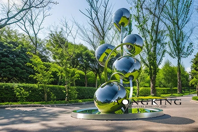 outdoor stainless steel ball sculpture