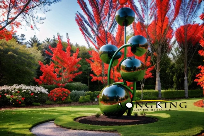 stainless steel ball sculpture for the garden