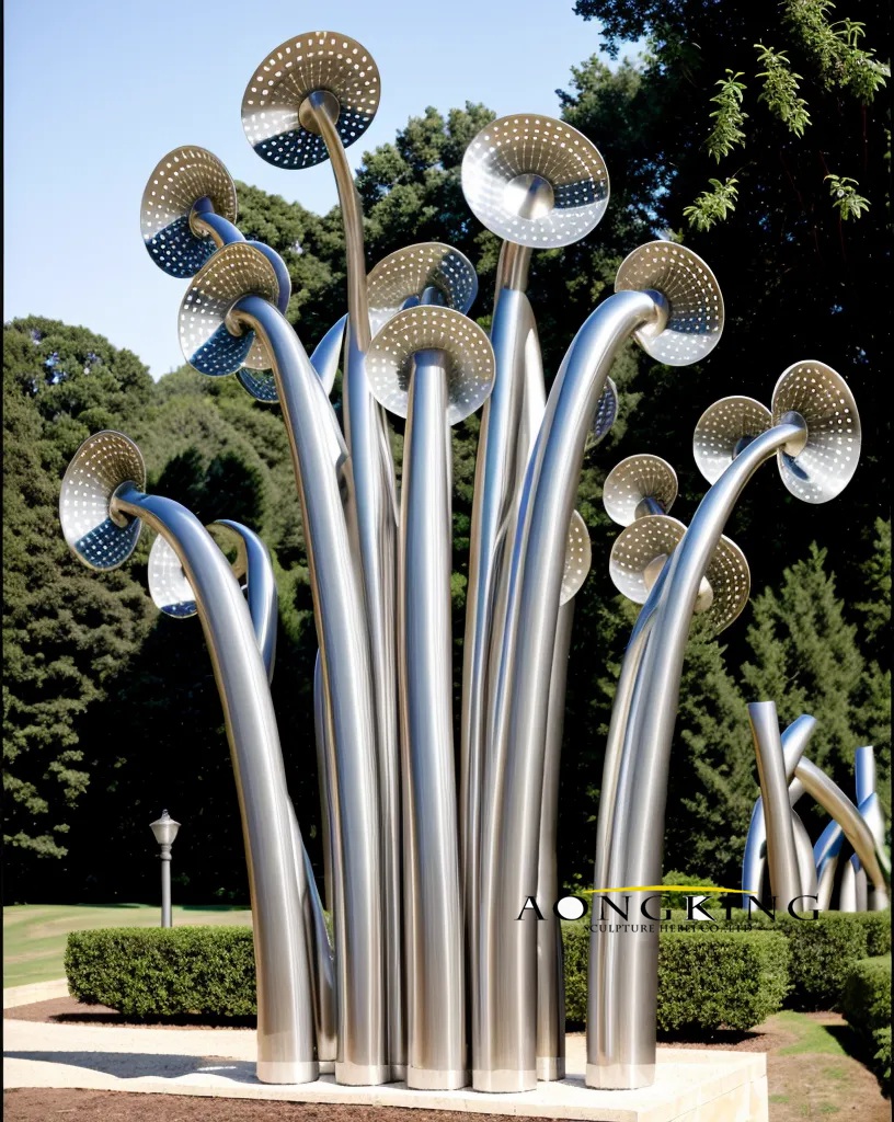 steel Bubble Forest flowers sculpture for garden