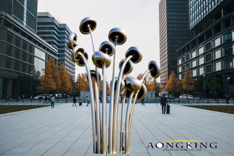 steel Bubble Forest flowers sculpture for outdoor