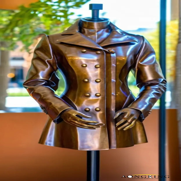 double-breasted brown wool jacket sculpture 