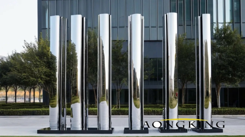 metal sculptures set pillars of the future