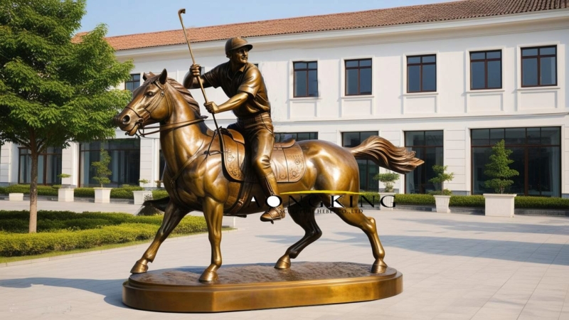 bronze polo sculpture